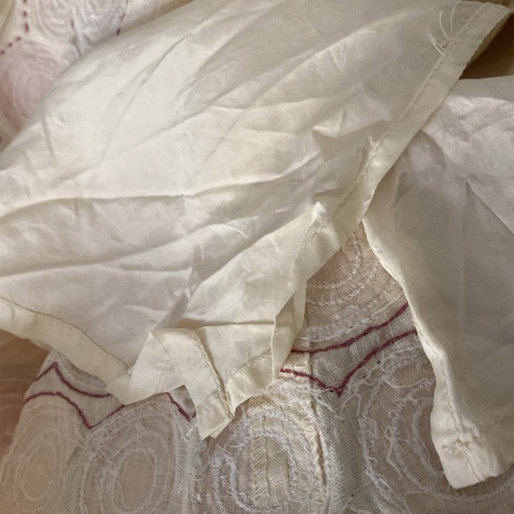 J.Crew size 12 linen skirt, cream with white red and pink accents with sequins - Picture 4 of 7